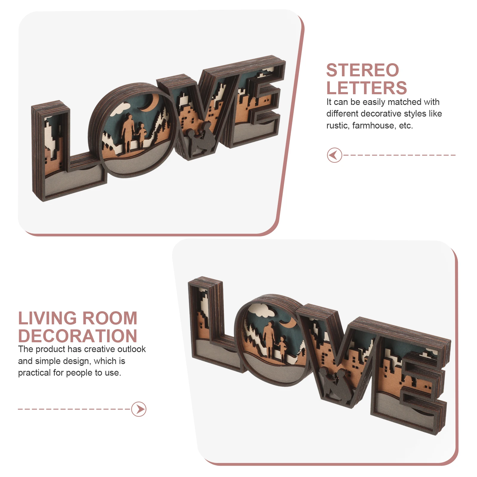 

1pcs Love Wooden Letter Sign Rustic Alphabet Decor For Home Wall Art Desktop Coffee Shop Display Wooden Letters Decor