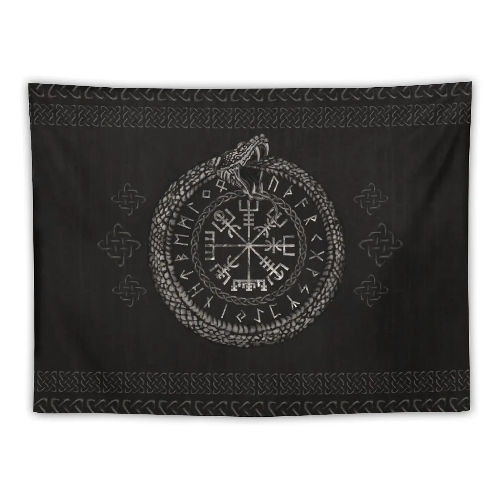 

Vegvisir with Ouroboros and runes Tapestry Room Decoration Accessories Decoration Home Room Aesthetic Tapestry