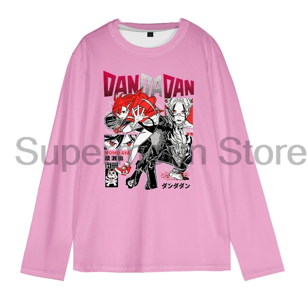 Dandadan Momo Ayase Anime Crewneck Long Sleeve T-shirt Kobiety Mężczyźni Outdoor Sportwear Harajuku Streetwear Gym Shirts