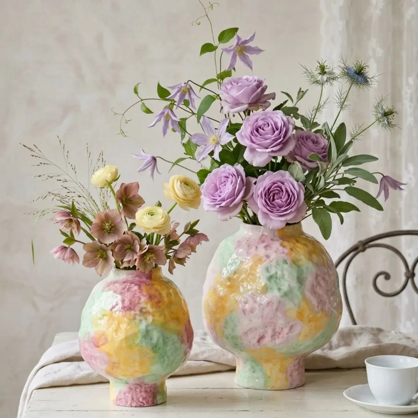Hand-painted Ceramic Vase Colored Flower Vase Ceramic Handicraft Flower Arrangement Flowerpot Vases Home Decoration