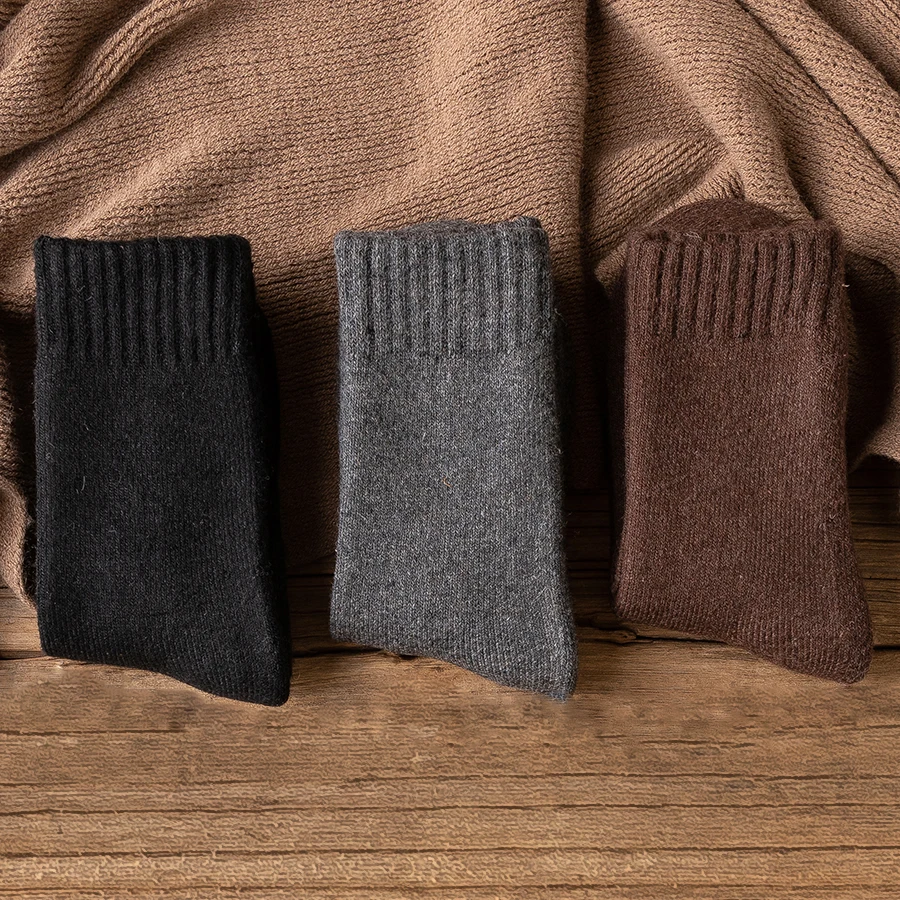 Wool Socks Men Thick New 2024 Winter Cashmere Vintage Europe Style Warm Long Sock Comfortable Male Husband Gift Meias 7 Colors