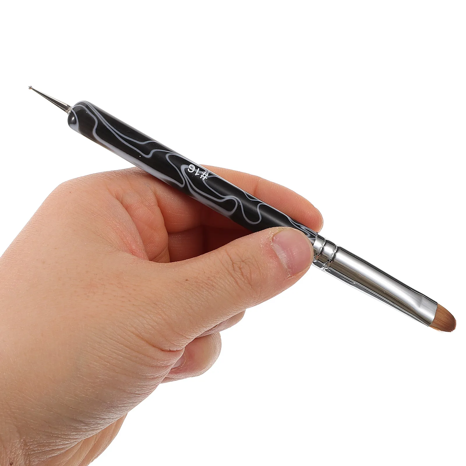 

Набор из 2 двусторонних кистей-ручек для дизайна ногтей с удобной ручкой для профессионального и домашнего использования, кисть для страз, принадлежности для маникюра