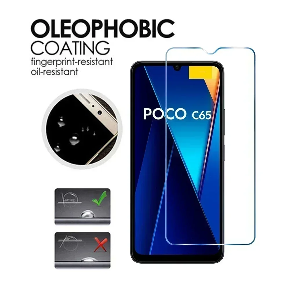 4IN1 الزجاج المقسى ل POCO C65 C40 M6 M5 M4 حامي الشاشة ل POCO F6 F5 F4 F3 X6 X5 X4 X3 GT Pro 5G طبقة عدسة واقية