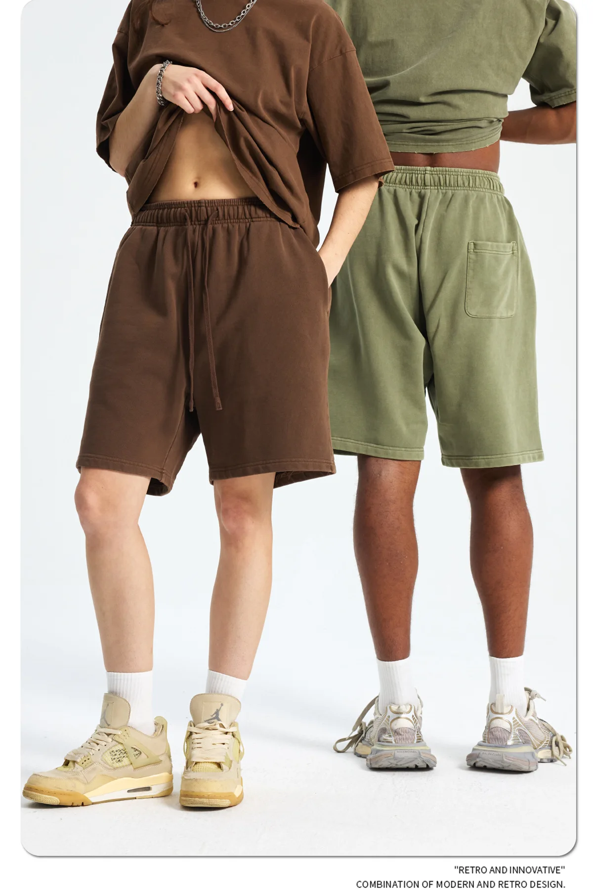 Summer 2024 New Men's Casual Shorts Retro Hip Hop Washed Bleached Tie-Dye Cotton 420GSM Athletic Streetwear Sportswear Quick Dry