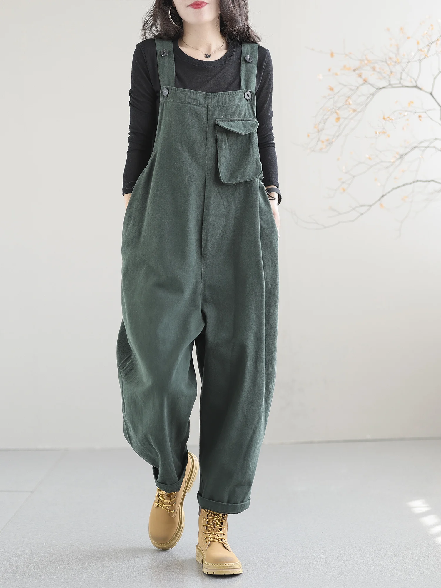 أفرول نسائي فني غير رسمي صيف 2023، بنطلون قطني بخصر مرتفع، سروال طويل متعدد الاستخدامات وعصري بمقاسات كبيرة