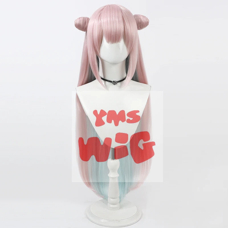 애니메이션 미모리 바이쿠야 코스프레 가발, 마법소녀와 악마 중위, 핑크 파란 머리, 내열성