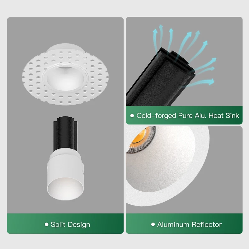 For 6W Mini LED Spotlight Modern Design Anti-Glare Aluminum Downlight 25mm Cutsize Recessed Lighting CRI 90 3000K/4000K