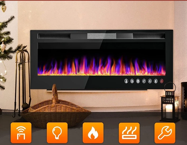 FireplaceElectric Fireplace Indoor Heater Led Decor 3d Atomization Steam Fireplace Wall Mount Electrical Fireplace