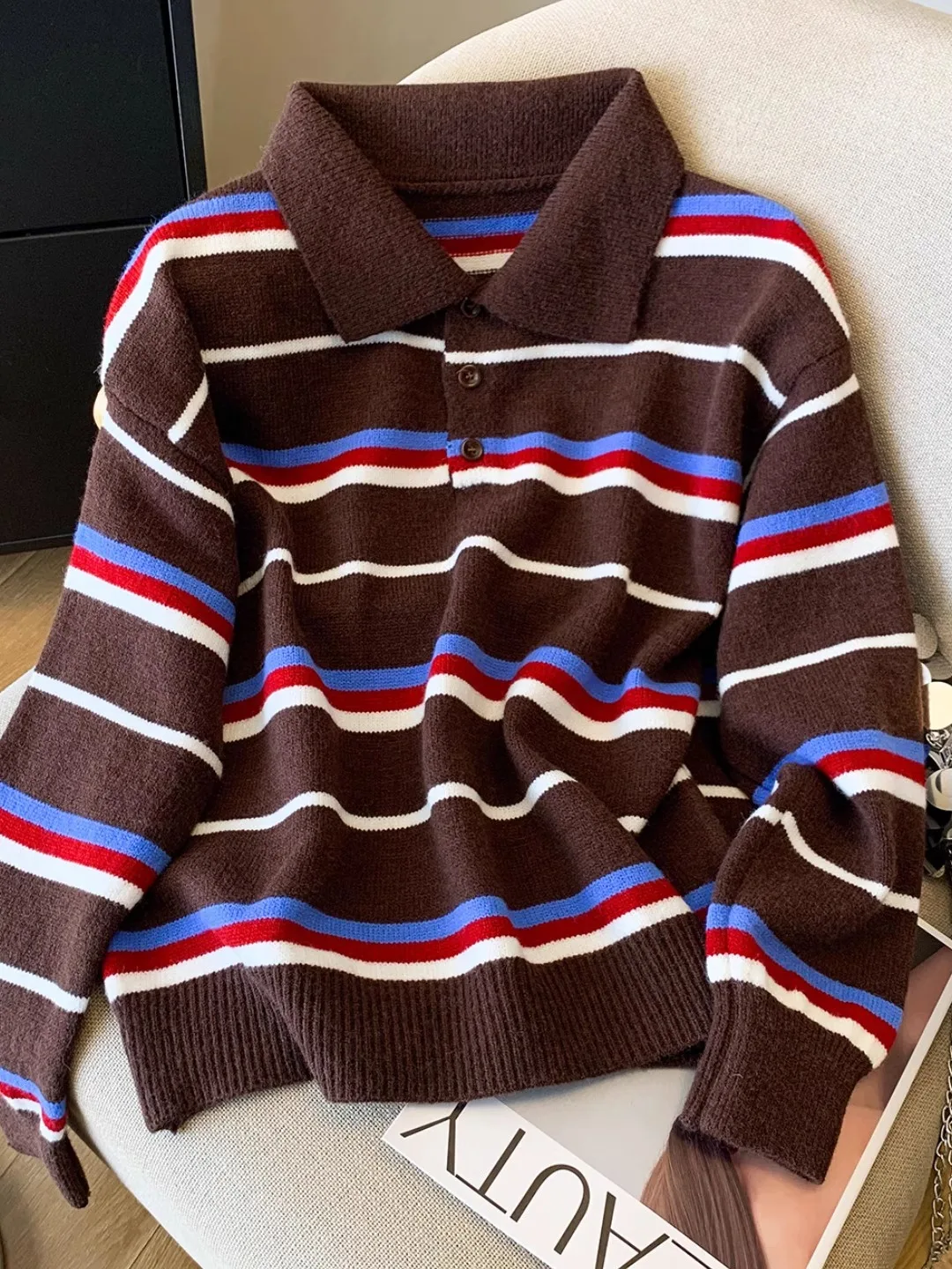 Faionable الخريف الشتاء Ne محبوك سترة المرأة فضفاضة لينة شريط عادية Sle الكورية فضفاضة تناسب سترة طويلة Sve