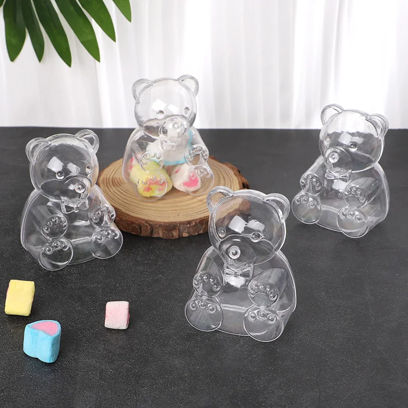 10pcs Bear Shape Candy Box Transparent Jewelry Snack Gift Packaging Box Wedding Birthday Party Decor Supplies Baby Shower Favors