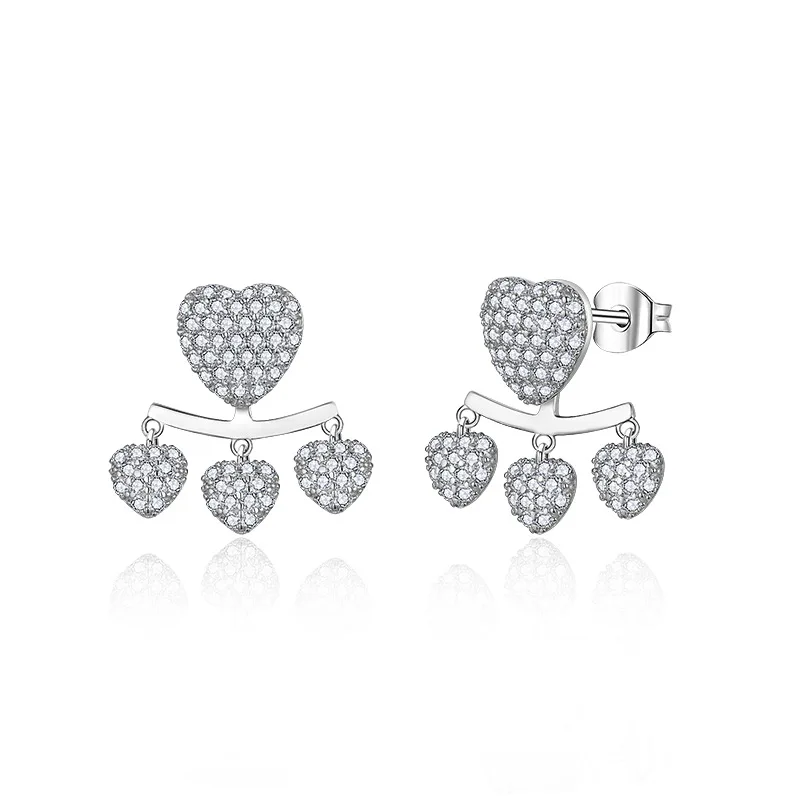 

HanYu Fashion Jewelry Love Heart Moissanite Diamond Earring New Style 925 Sterling Silver Women Earring