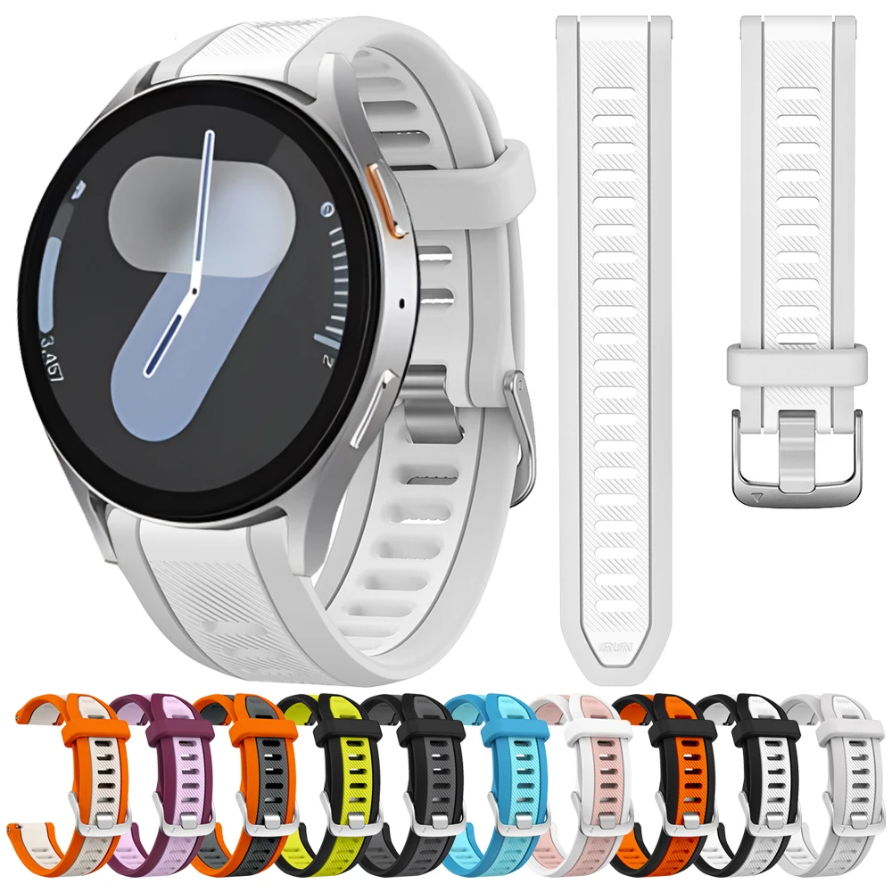 Quick Release 20mm Two-Tone Sports Silicone Band For Samsung Galaxy Watch 7 FE 6 5 Pro 45mm Watch4 44mm 40mm Replacement Strap