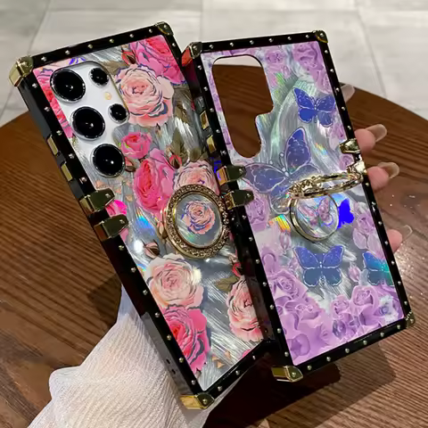 Luxury Phone Case For Samsung Galaxy S24 FE S25 Ultra S23 S21 S22 Plus S20 FE S25ultra S24ultra A25 5G A51 A71 Woman Ring Cover