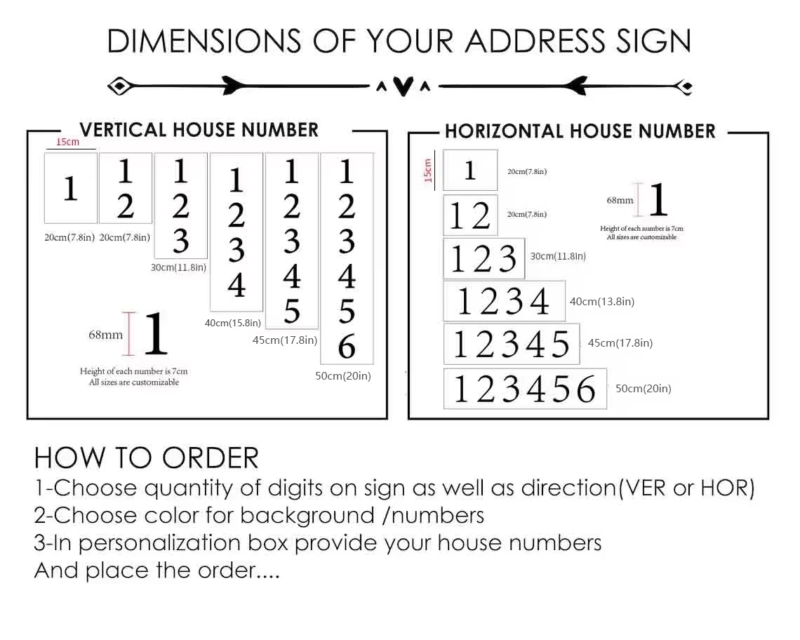 Custom Modern House Number Sign Matte Acrylic Address Digit Sign Outdoor Waterproof Plaques Large Vertical & Horizonta Door Sign
