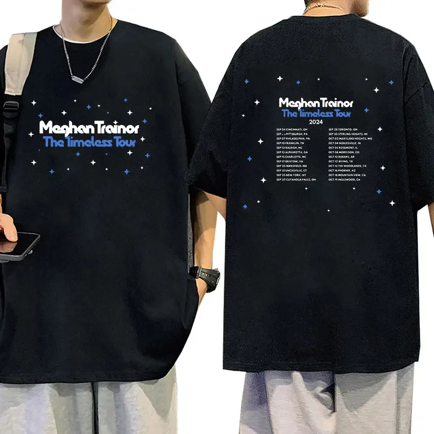 เสื้อยืดพิมพ์ลาย Megan trainor The Timeless Tour 2024สำหรับผู้ชายแฟชั่นย้อนยุคสำหรับผู้หญิงผ้าฝ้ายโอเวอร์ไซส์คุณภาพสูงเสื้อผ้าแนวสตรีท Y2k