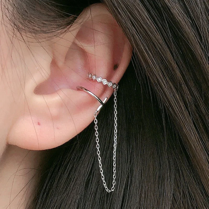 Réinitialisation d'oreille à long pompon sans trou pour femme, boucle d'oreille, cartilage orbital, manchette d'oreille Kpop, pas de piercing, bijoux INS, JOY2k, 1PC