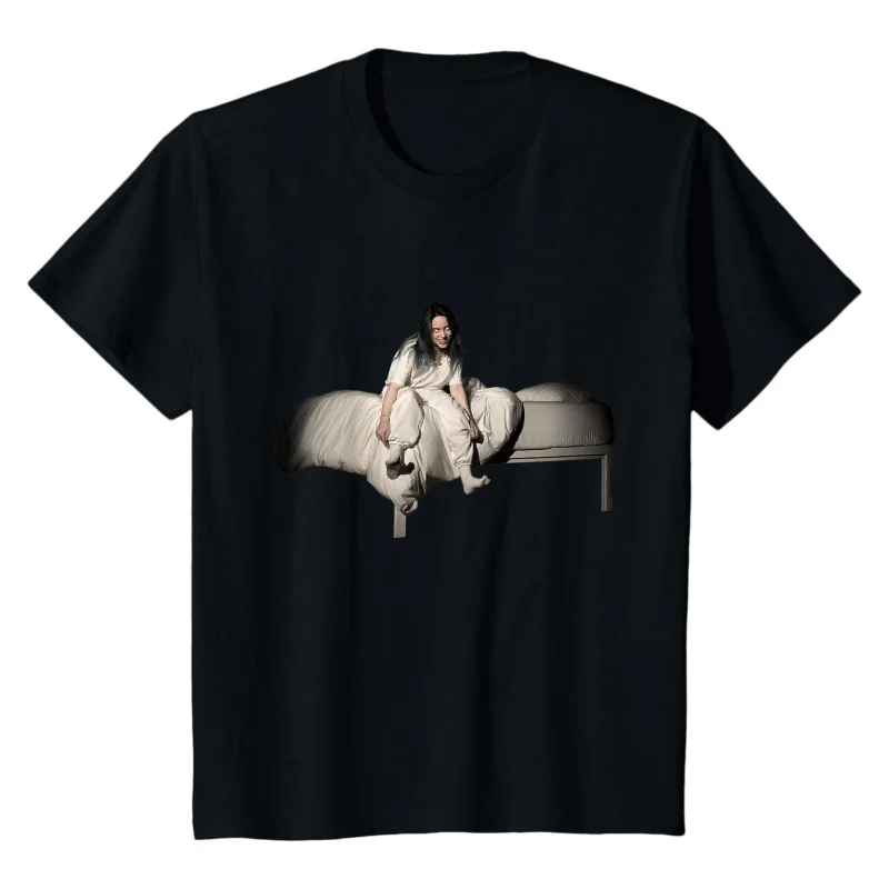 When We All Fall Asleep Billie Eilish T-Shirt 100% Cotton Crew Neck Short Sleeve Y2K Dark Aesthetic Music Graphic Casual Top