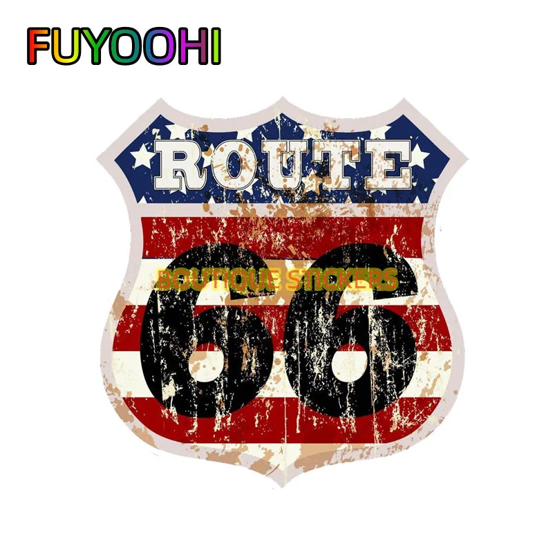 

FUYOOHI Beautiful Stickers Hot Reflective Route 66 Vinyl Car Sticker Window Trunk Auto Motorcycle Uv Protection Car Decorative