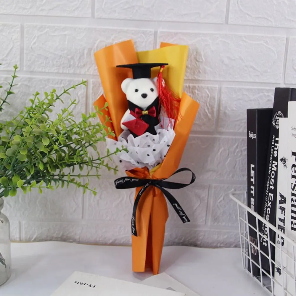 Regalo di laurea Orso adorabile Bouquet di orsi di laurea Bellissimo orso elegante Bouquet di peluche Orso dottorato di cartone animato Regalo per studenti giocattolo