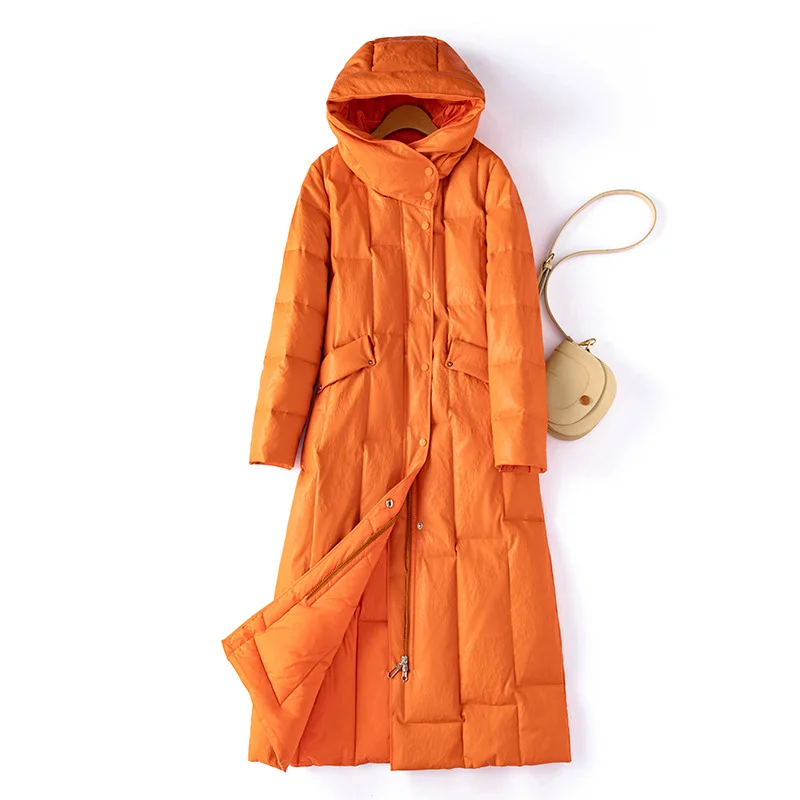 Neue Frauen Leder Unten Mantel Mode Mit Kapuze Lange Hülse Lose Dicken Mantel Casual Warme Daunen Mantel Split Leder