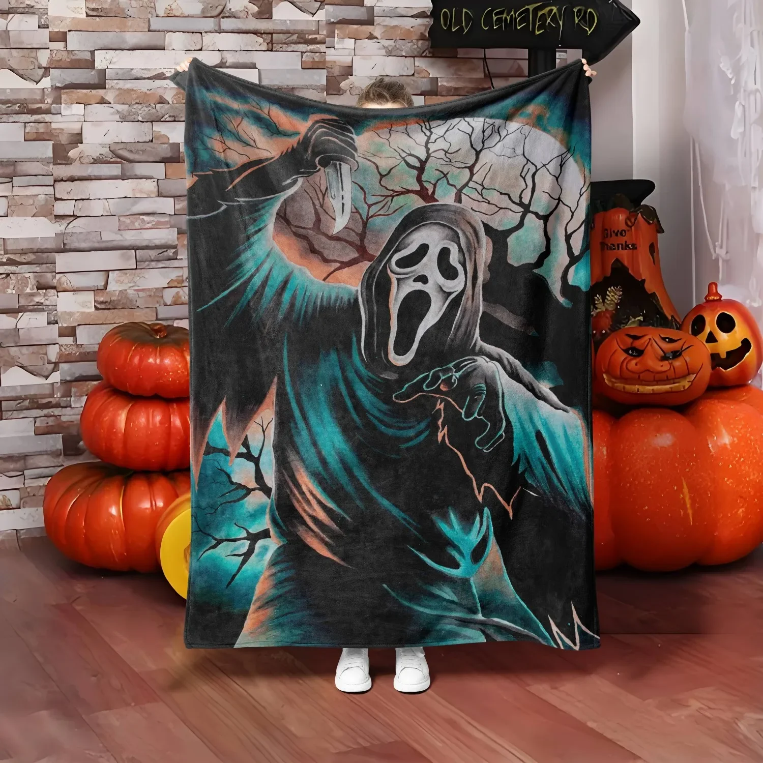 

Одеяло Spooky Halloween Arts — принт «Призрак, череп и ужасная маска» для дивана, кровати, автомобиля, дома, кемпинга, всесезонного цвета