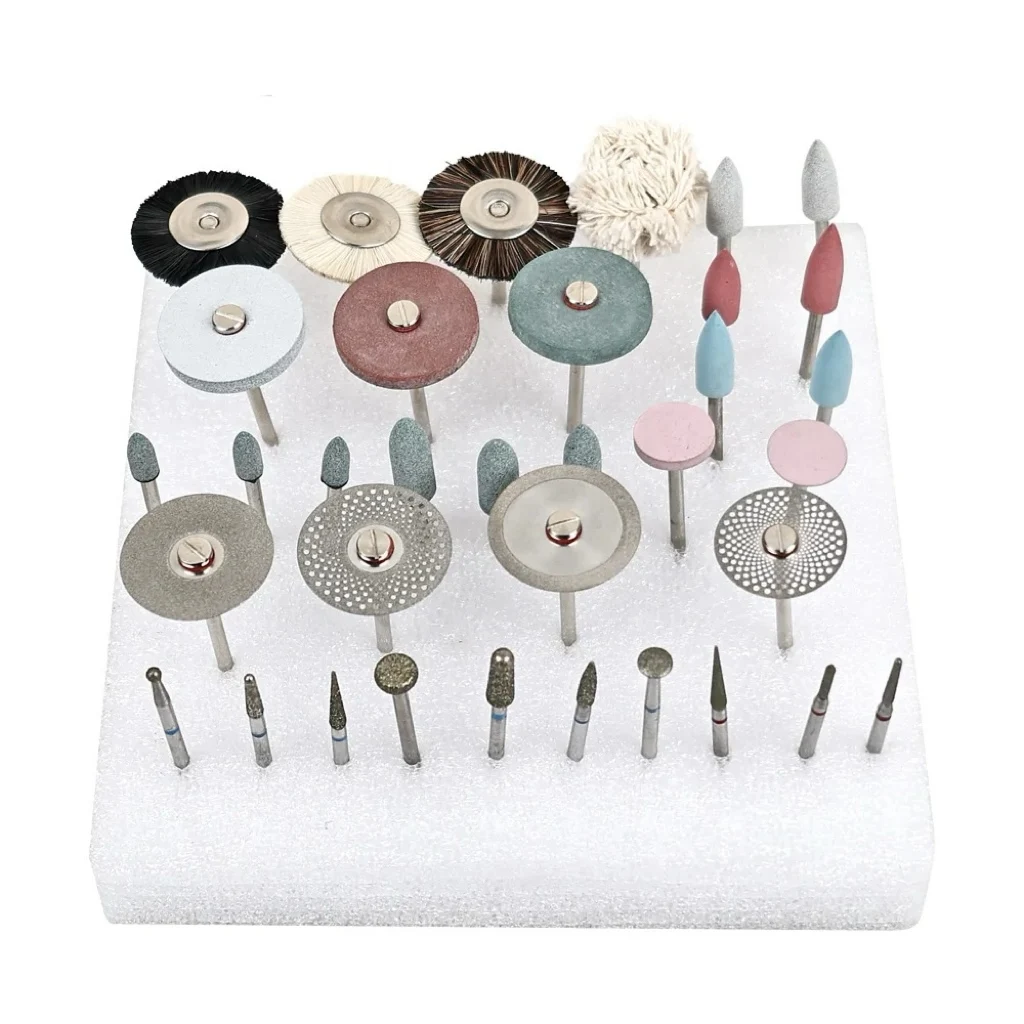 35pcs/Set Dental HP Kit for Grinding or Polish Ceramic/Porcelain Applied to Laborary DIY Hobbies Diamond Burs Brush Dentist Tool