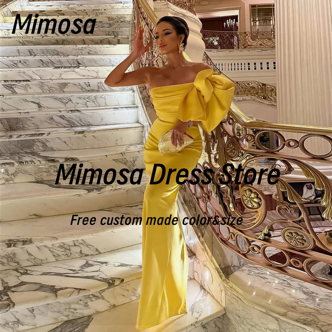 

Mimosa Prom Dresses 2025 One Shoulder Sexy Back Evening Gowns Ruched Long Dresses for Special Occasions Customized