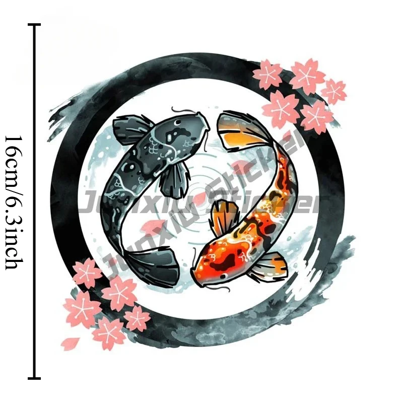 1pc Yin‑Yang Koi Fish Vinyl Sticker, Waterproof Decal for Scratch Cover Car Campervan Laptop Wall Bumper Decor, Holiday Gift