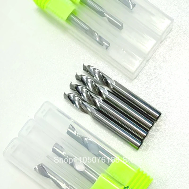 

10 шт. 3,175/4/5/6/8 мм гравировальная фреза 3A с одной канавкой, твердый карбид вольфрама, фреза из сплава, концевая фреза для алюминия, инструменты с ЧПУ