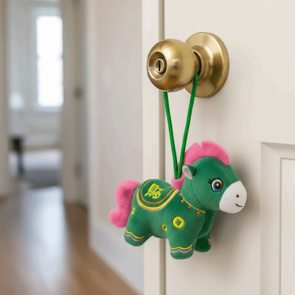 

Chinese Zodiac Little Horse Ornament Cartoon Traditional Horse Car Pendant Soft Stuffed New Year Mascot Pony Pendant Gift