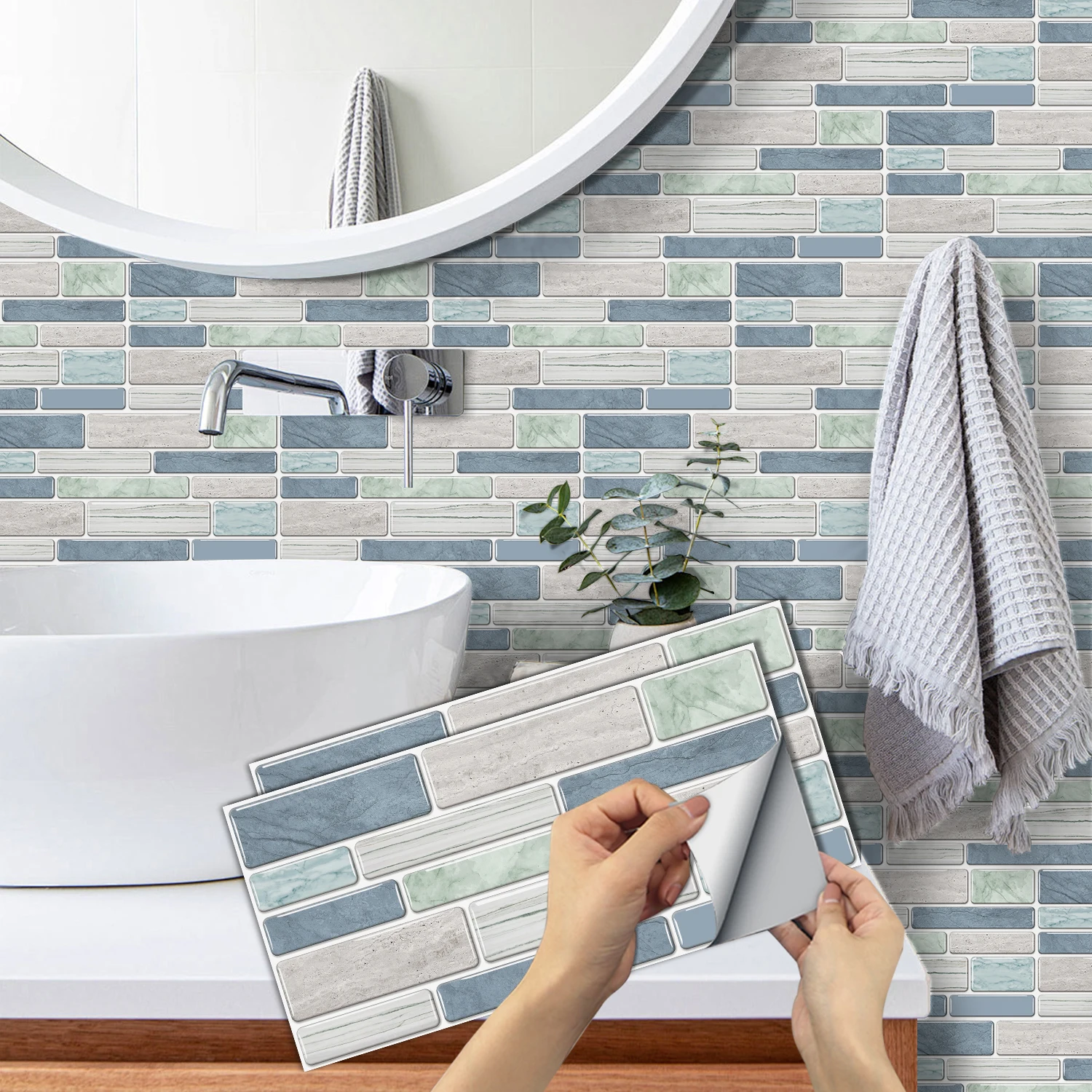 

6/12/24 pieces of instant peeling and pasting vinyl splash proof self-adhesive paper wall tiles