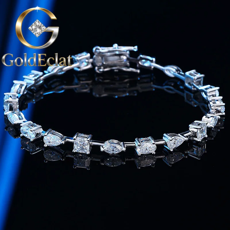 

GoldEclat Luxury Solid Platinum PT950 Women's moissanite pear-shaped pagoda denier shaped horse eye stitching special-shaped br