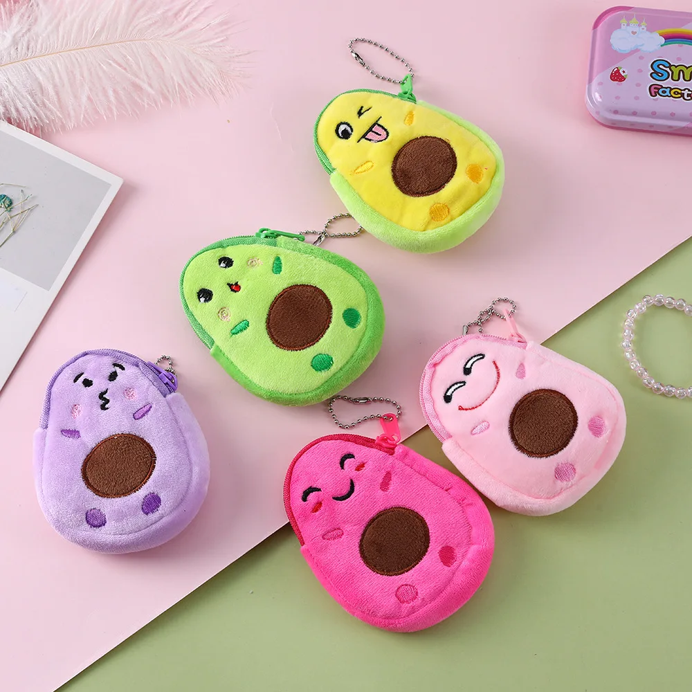 1Pcs Cartoon Mini Fruit Coin Wallet Children's Funny Cute Plush Schoolbag Hanger Student Girl Coin Change Bag Mini Key Case