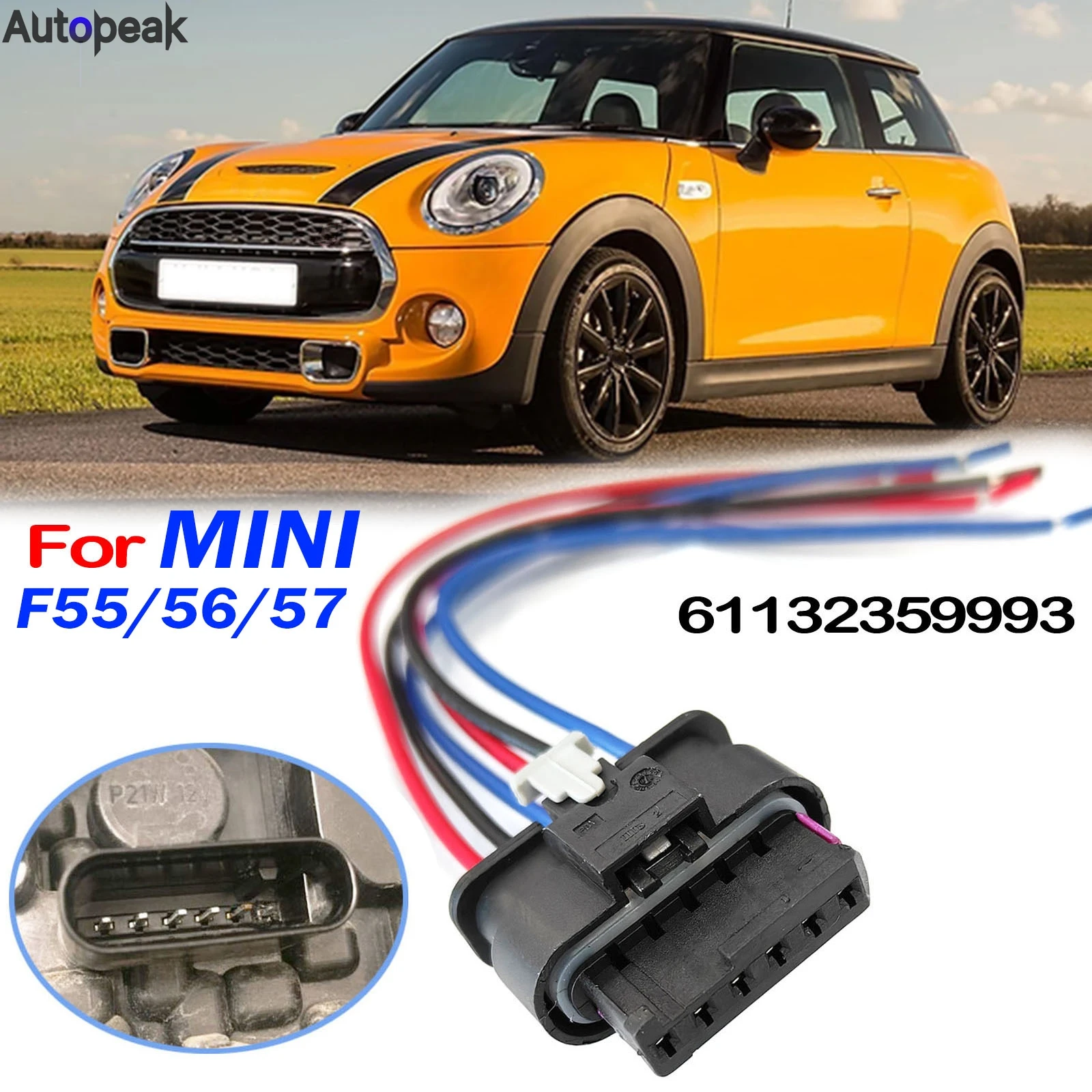 For Mini Cooper Hatch F55 F56 F57 2014 - 2024 6Pin Rear Tail Light Lamp Connector Pigtail Plug Prewired 61132359993 2023 2022