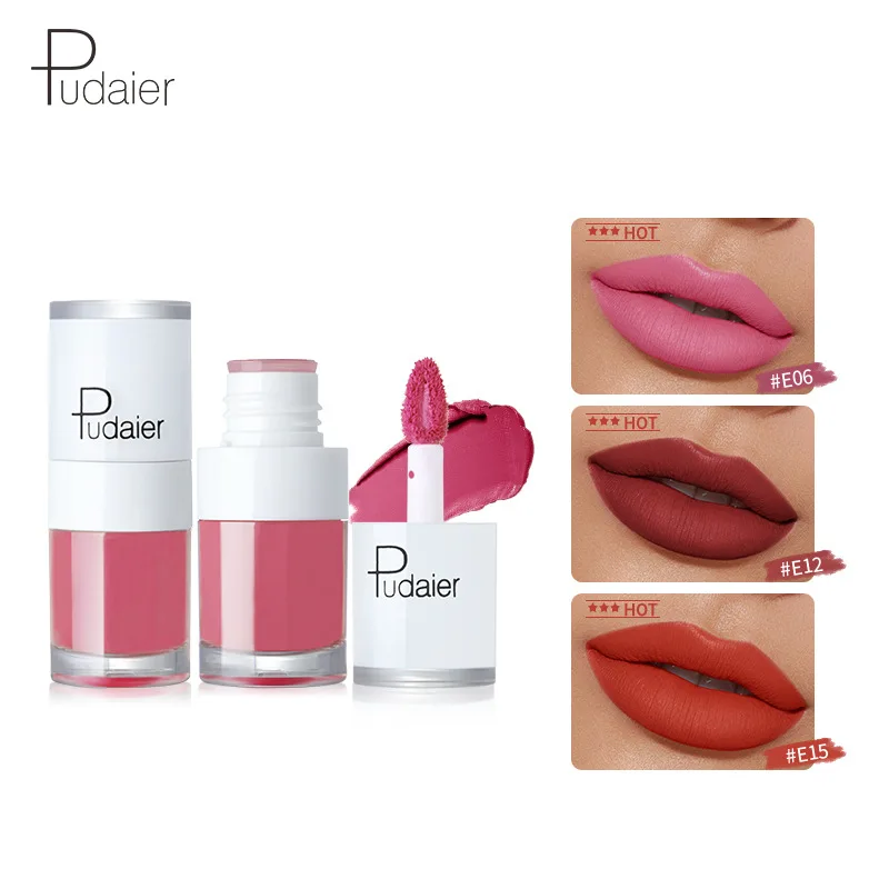 DJBS-Matte Velvet pequeno pó batom, esmalte labial, fosco, de longa duração, não desbotamento, branco e cor natural, 2024