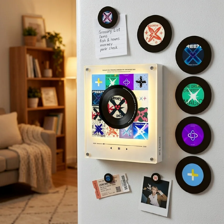 Michael Jackson Album Rotating NFC Music Fridge Magnet Set Auto Play Vinyl Record Refrigerator Magnet Fan Collectible Gift