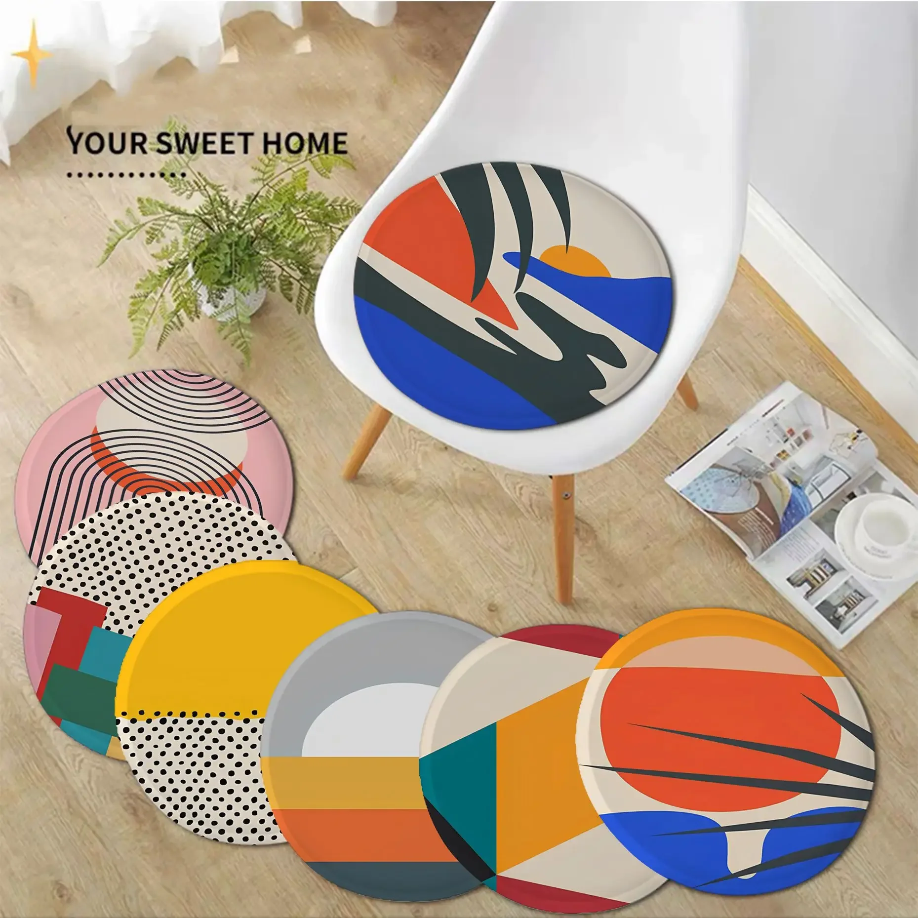 

Mid Century Abstract Geometric European Plush Cushion Home Back Cushion Soft Comfortable 50x50cm Seat Mat