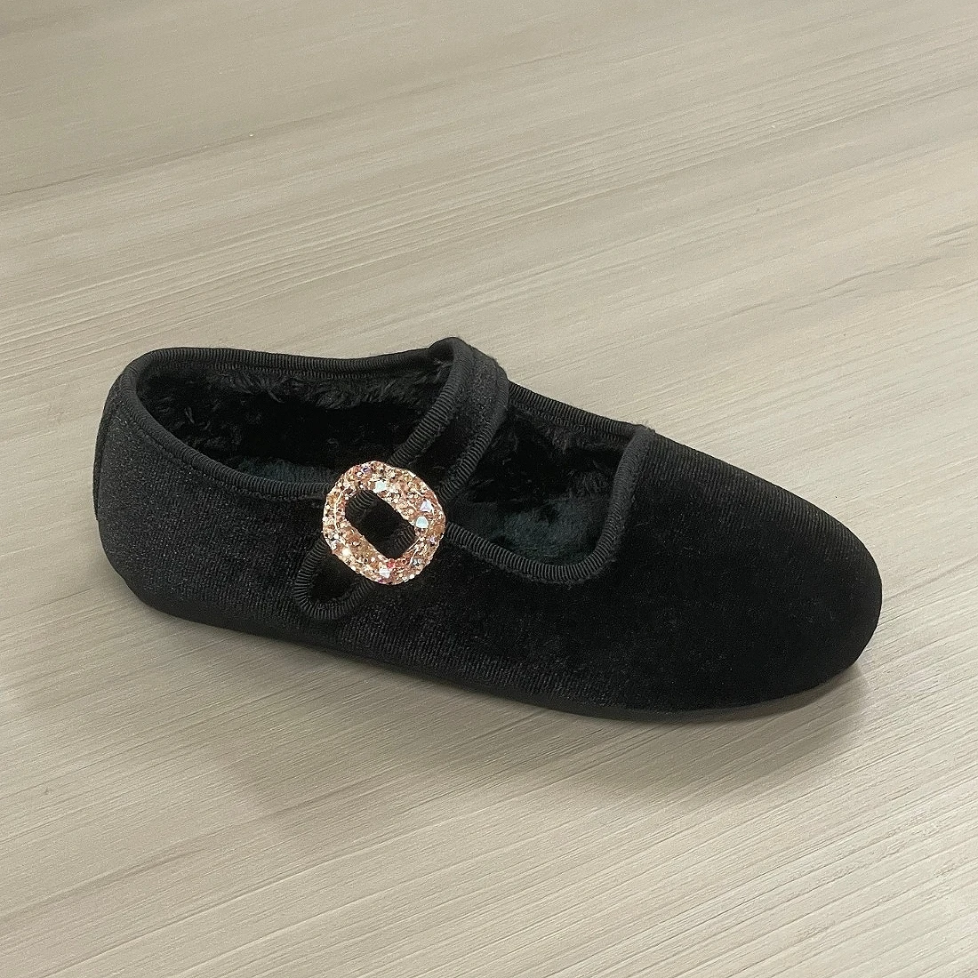 Simple Black Color Decoration Princess Shoes Fashion Dressing Shallow Camping Performance Girls' Shoes