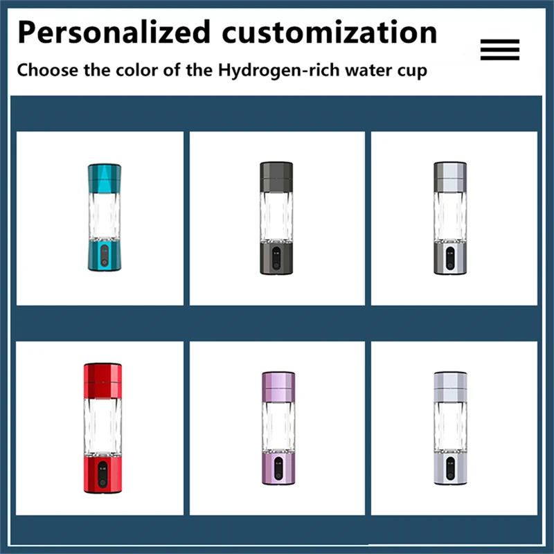 زجاجة مولد مياه الهيدروجين SPE PEM تكنولوجيا التحليل الكهربائي صانع المؤين H2 جهاز استنشاق مع أنبوب استنشاق الأنف