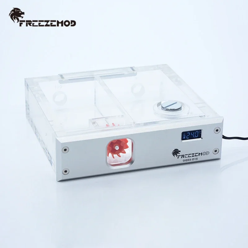 FREEZEMOD GQSX-D1S Computer Water Cooler Water Tank Single Optical Drive Metal Panel VA Liquid Crystal Temperature Sense
