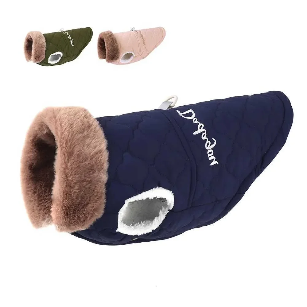 Ropa impermeable de invierno para mascotas, ropa muy cálida para perros pequeños con Cuello de piel, trajes de algodón para mascotas, abrigo de Bulldog Francés, chaleco C251