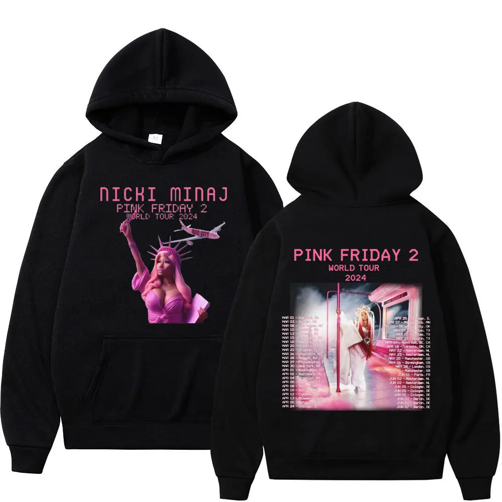 

Singer Nicki Minaj Album Pink Friday 2 World Tour 2024 Print Hoodie Fashion Hip Hop Rap Sweatshirts Street Trend Vintage Hoodies