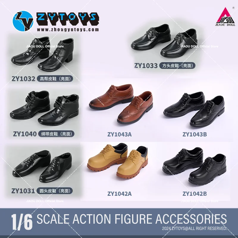 

ZYTOYS ZY1031 ZY1043 1/6 Male Business Leather Shoes Black Round Toe/High Top Shoes Model for 12" Soldier Action Figure Dolls