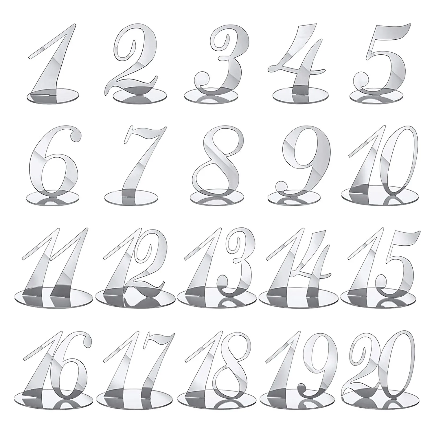 Table Numbers Wedding Table Numbers Acrylic Table Numbers for Wedding Table Numbers Stands for Wedding (Silver)