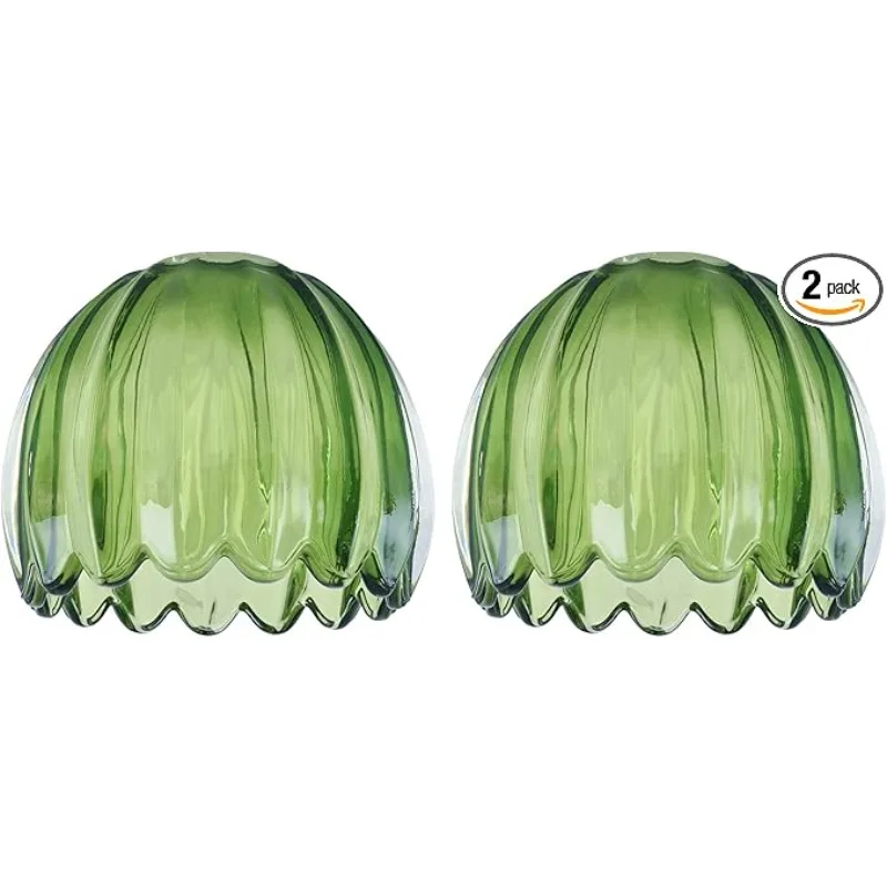 

Стеклянные зеленые абажуры-тюльпаны, набор из 2 маленьких цветочных художественных дутых абажуров, диаметр 5,5 дюйма X 3,9 дюйма, сменный мини-абажур