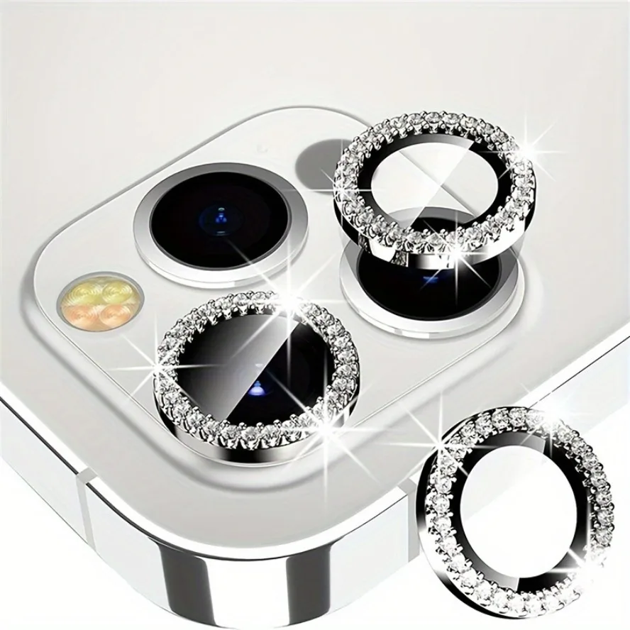 1Pack Silver Camera Lens Protector For iPhone 17 16 15 14 13 12 11 Pro Max Mini Plus Aluminum Alloy 9H Tempered Glass  AR High