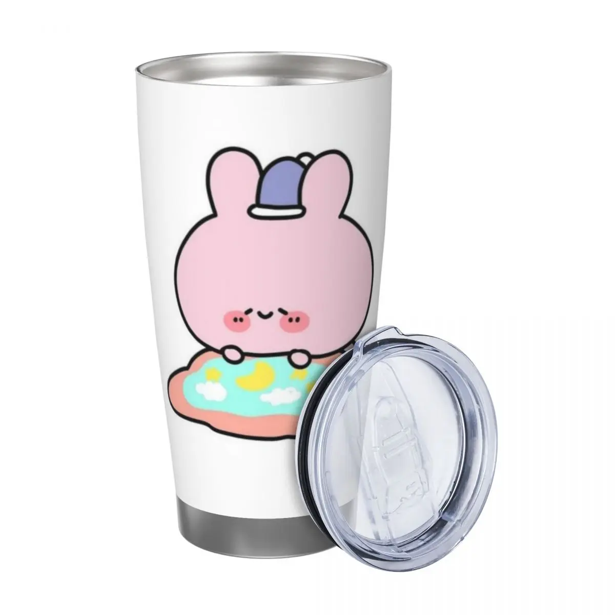 Asamimichaan Cute Asamimi 20oz Stainless Steel Car Mug Straw Thermal Iced Travel Cup Vacuum Insulated Coffee Hot Cup