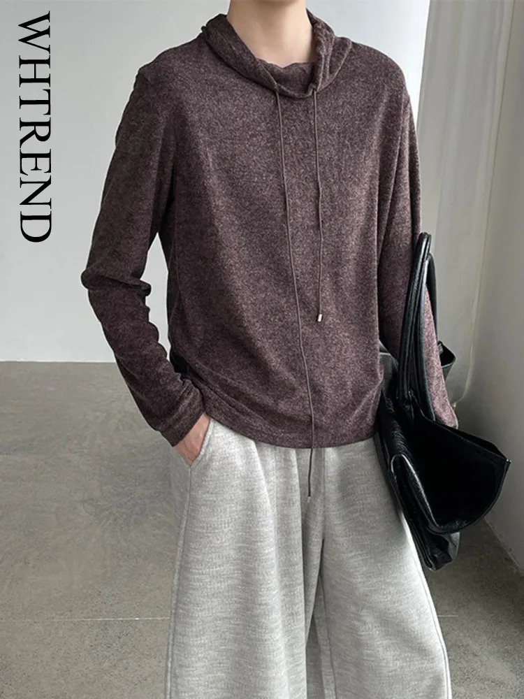 

WHTREND утягивающая футболка с воротником на шнурке для женщин, удобная универсальная повседневная футболка, осенняя новинка WH2167