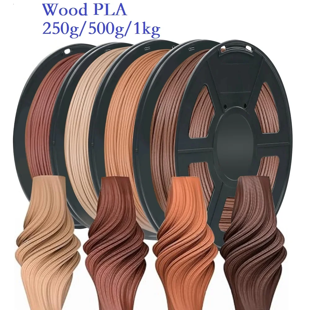 Wood Grain Filament PLA 1.75mm 1kg 500g 250g 3D Printer Material PLA With Wood Powder Filament Light Walnut Oak Cherry Color
