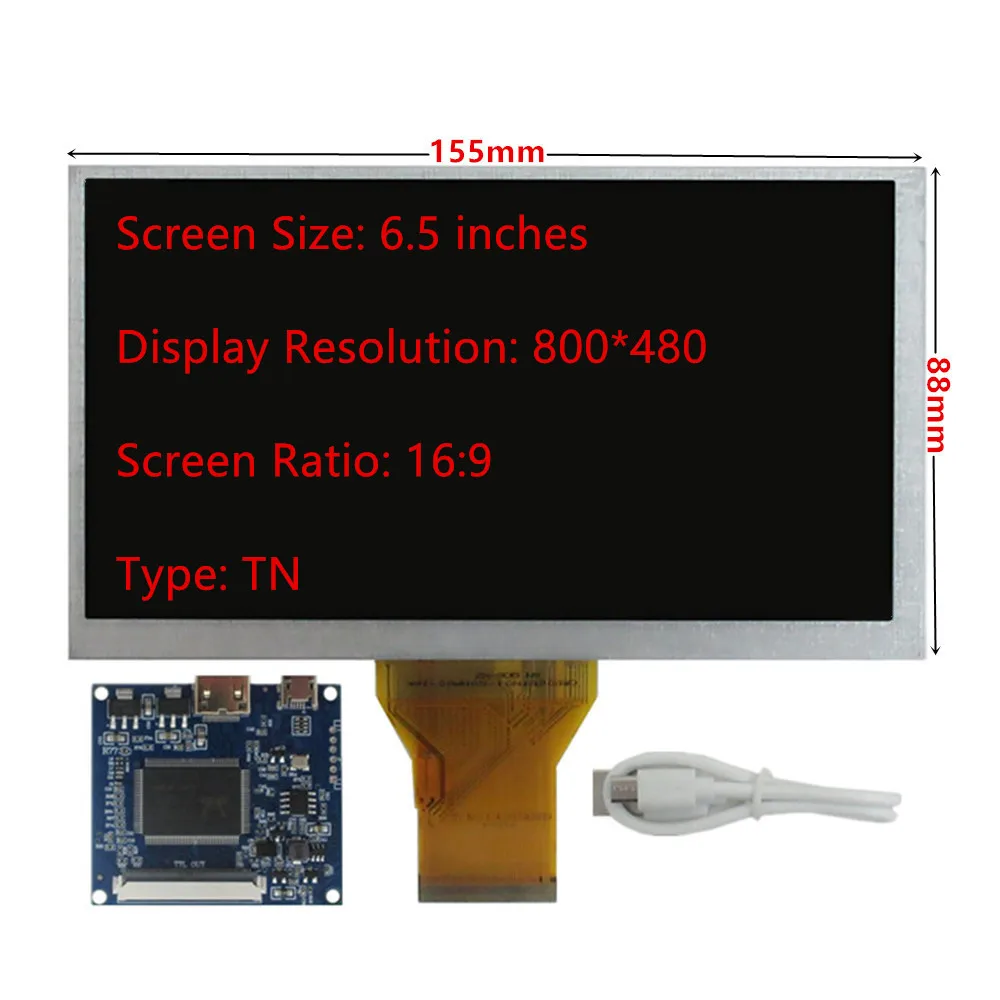 Écran LCD AT065TN14 de 6.5 pouces, carte de commande, Mini HDMI, Compatible avec Lattepanda,Raspberry Pi, moniteur PC